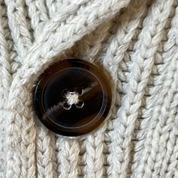 Old Navy button-up Cardigan cream Knit with shawl collar unisex sz Large oatmeal - Picture 7 of 12